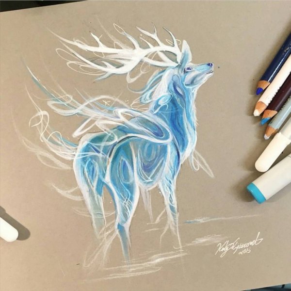 Олень фломастерами