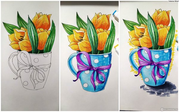 Цветы фломастерами