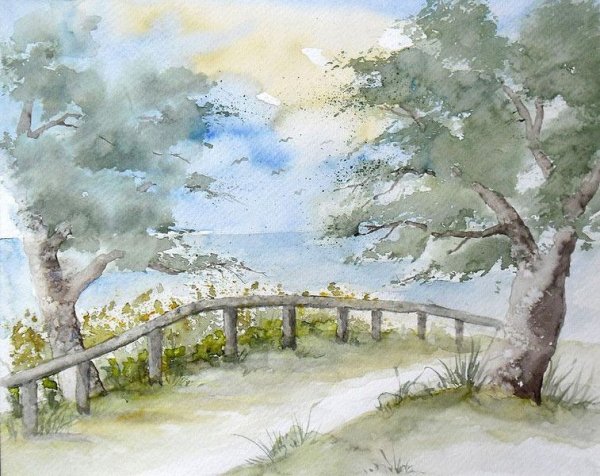 Ландшафт акварель