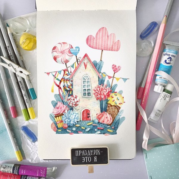 Иллюстрации акварельными маркерами