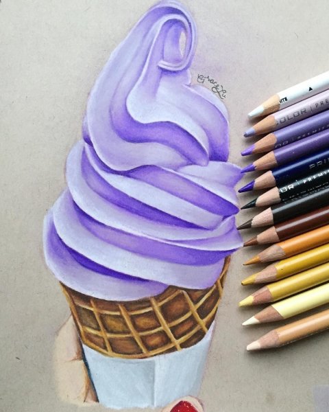 Мороженое цветными карандашами