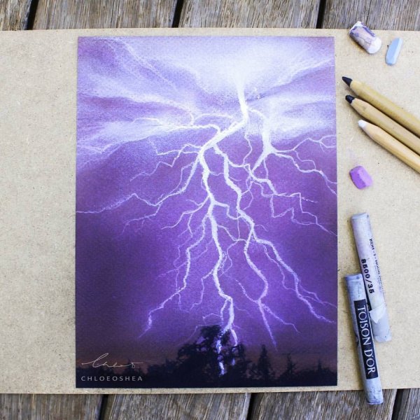 Нарисовать молнию красками