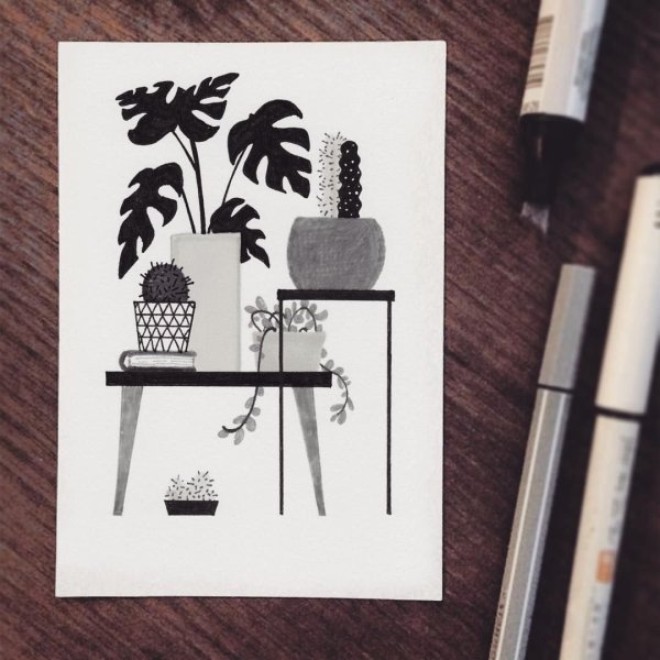 Картины черным маркером