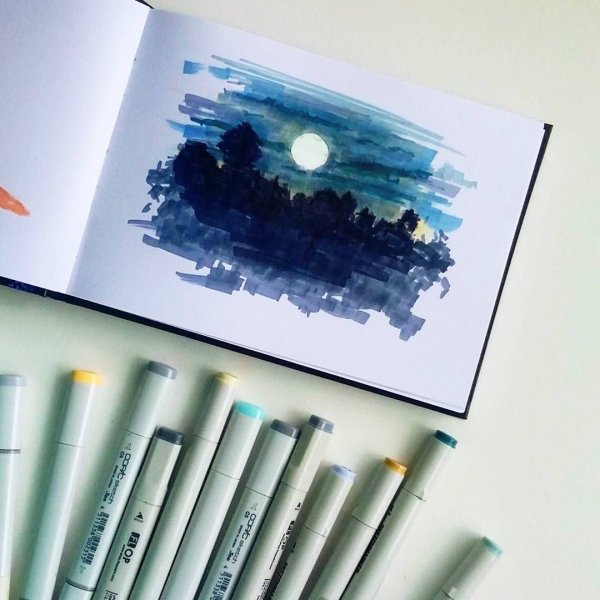 Пейзажи для рисования маркерами