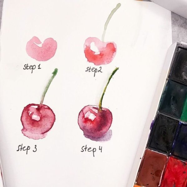 Рисунки акварелью для детей