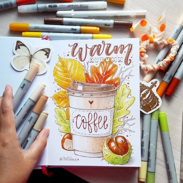 Скетч маркерами осень