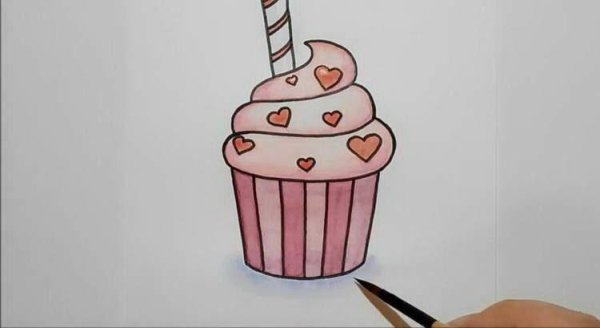 Кексики простым карандашом легкие и красивые