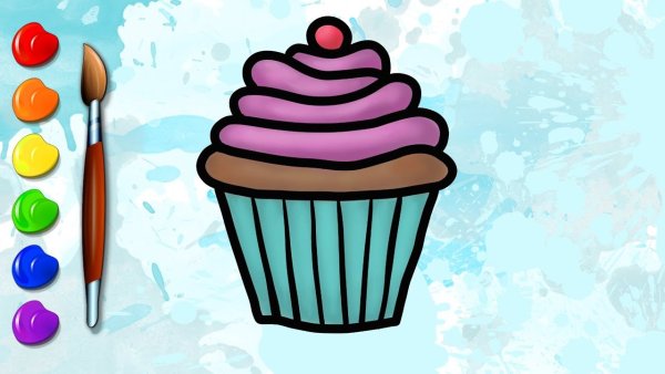 Пошаговое рисование кекса