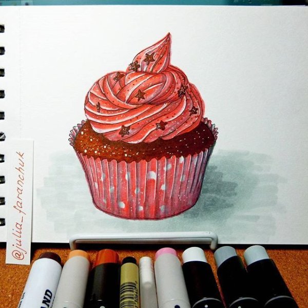 Пироженка рисования маркерами