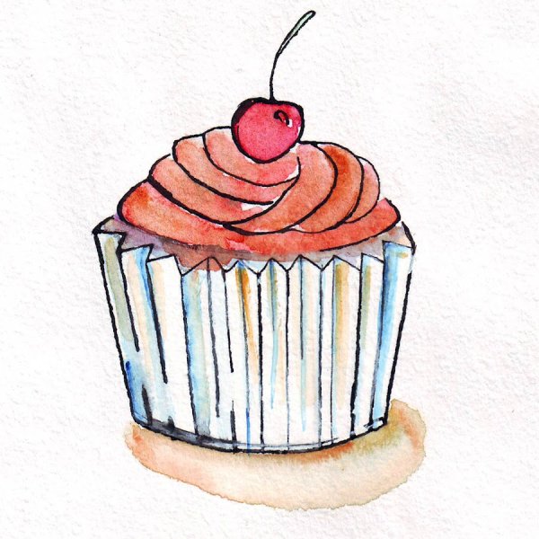 Поэтапное рисование пирожного