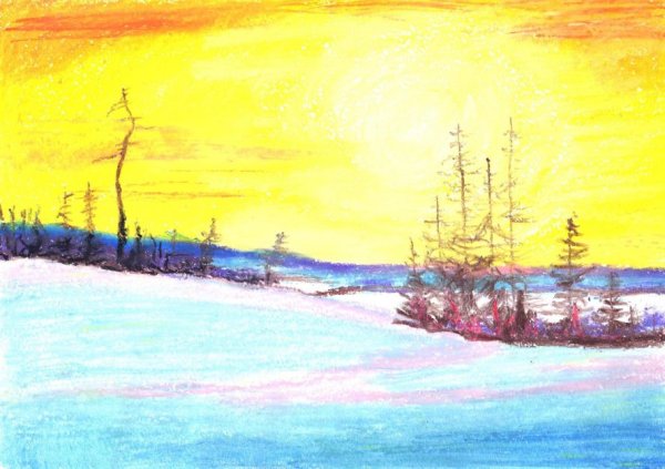 Рисование зимний пейзаж