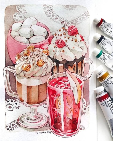 Рисунки маркерами еда