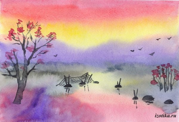 Рисунки на акварельной бумаге акварелью