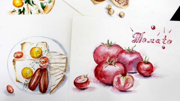 Акварельный Постер с едой