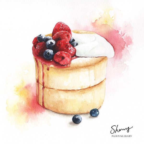 Маленькие тортики акварель