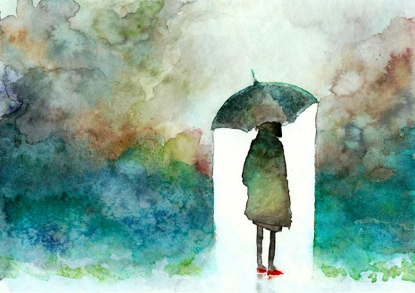 Грустные картины акварелью