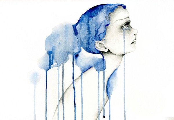 Грусть акварель