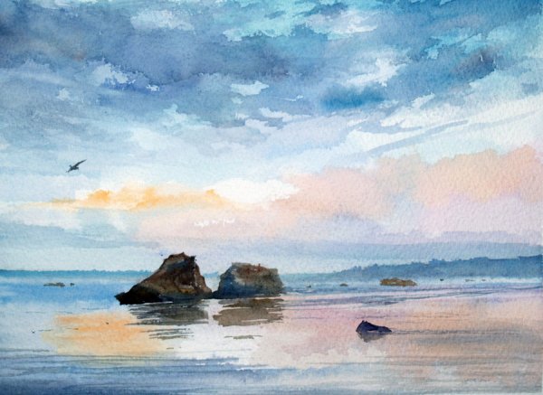 Пейзажи акварелью легкие