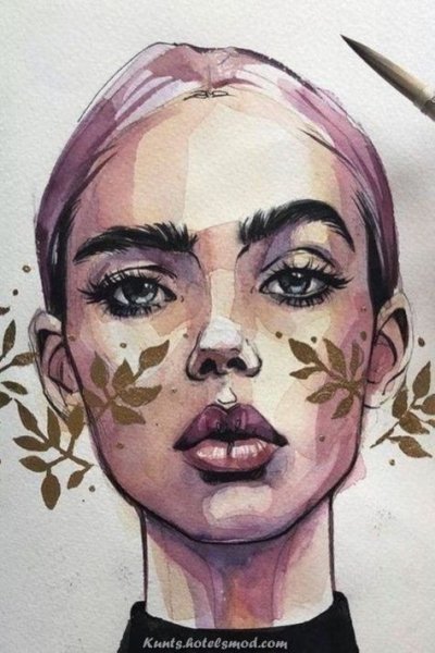 Акварельные рисунки лица