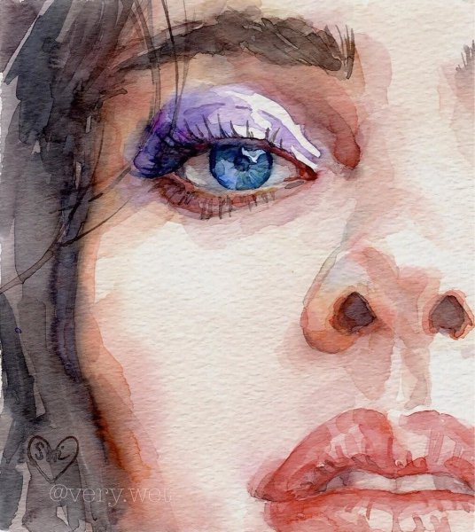 Лицо человека акварелью