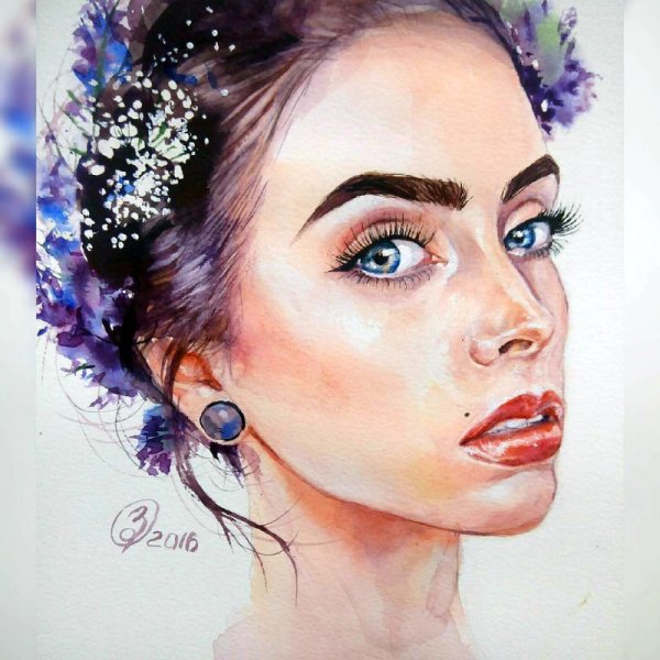 Портрет девушки красками