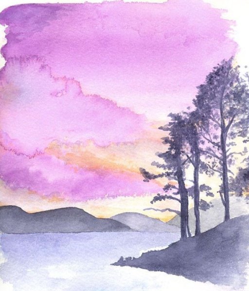 Лёгкие пейзажи акварелью