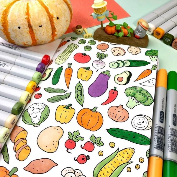 Рисунки фломастерами лёгкая еда