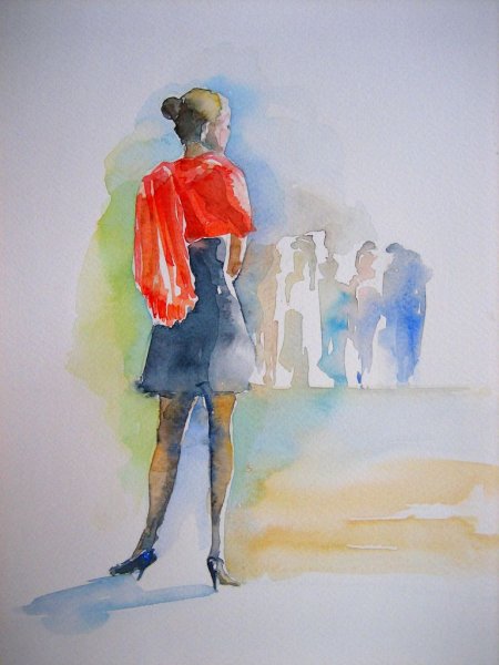 Наброски людей акварелью