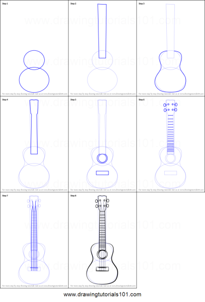 Поэтапное рисование гитары