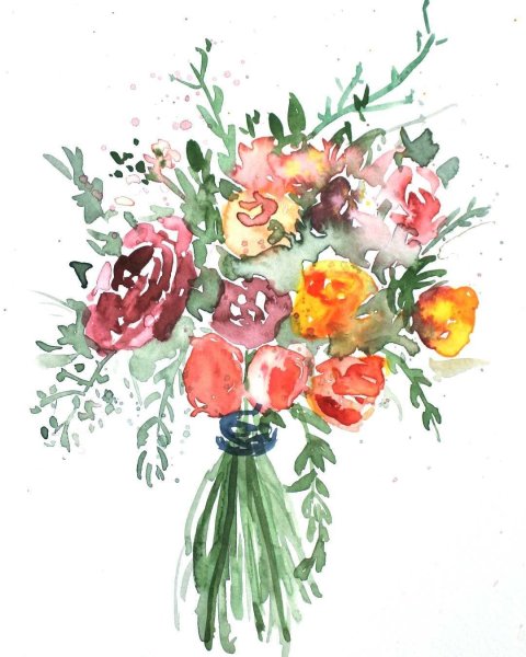 Красивый букет цветов акварель