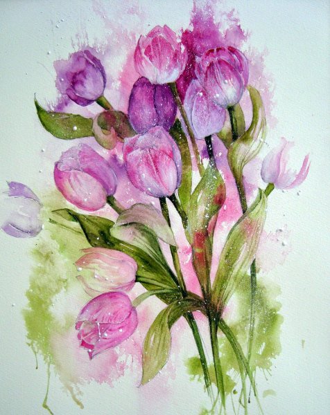 Цветы акварель