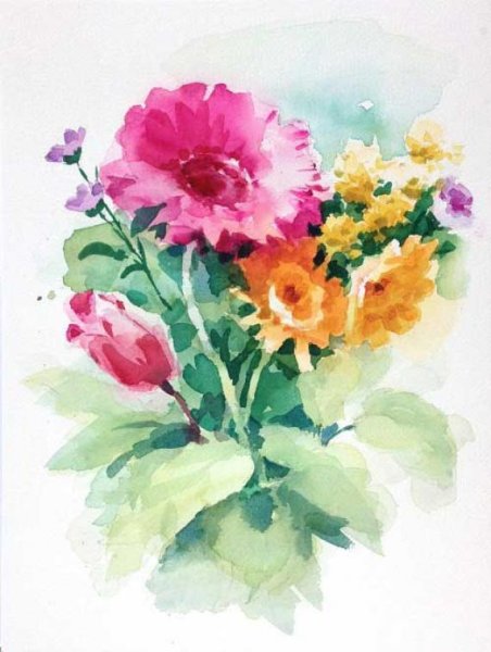 Акварель Flowers Watercolor цветы букет