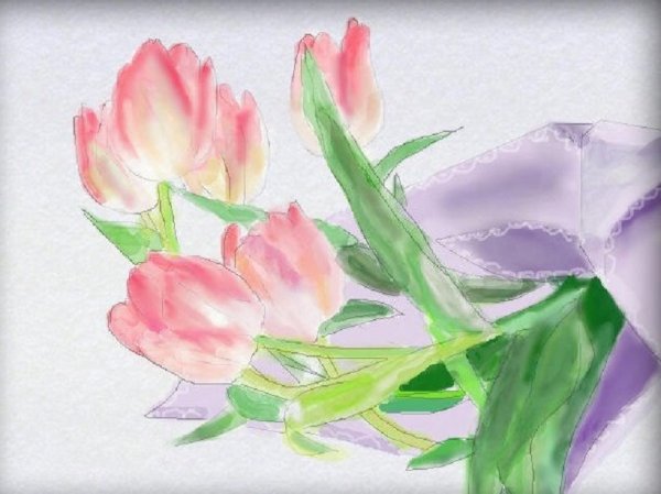 Поэтапное рисование тюльпана акварелью