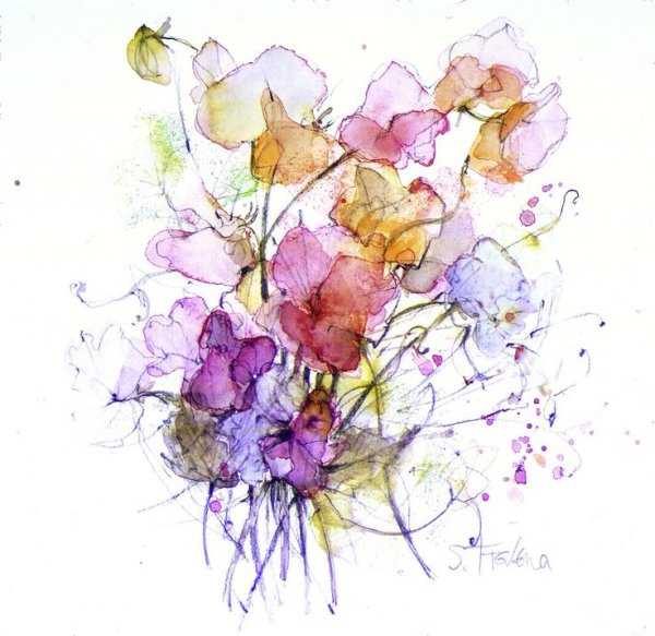 Акварельные зарисовки цветов