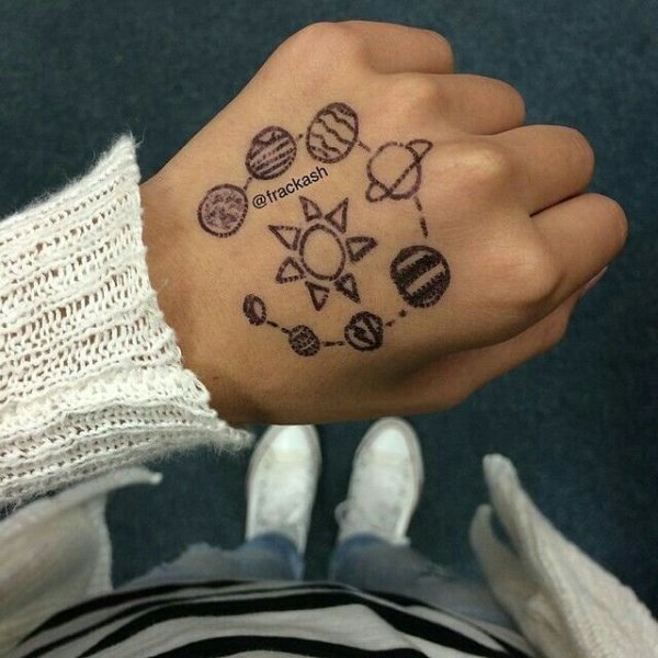 Тату маркером на руке