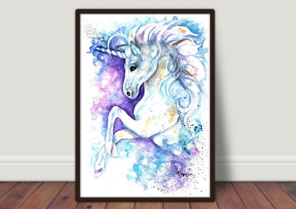 Единорог цветными карандашами