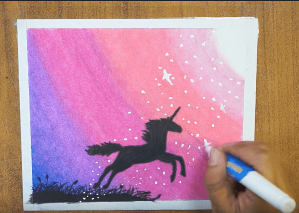 Единорог гуашью