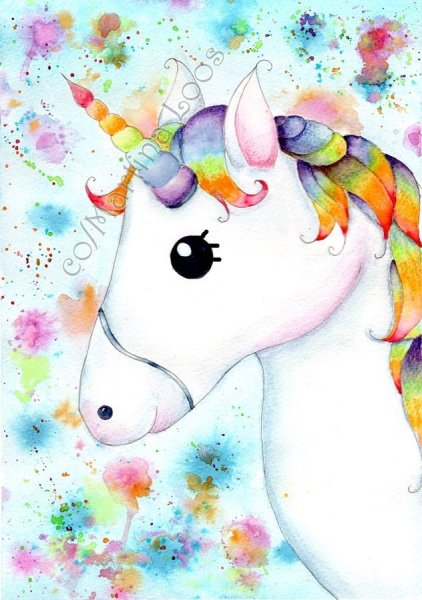 Единорожки акварель