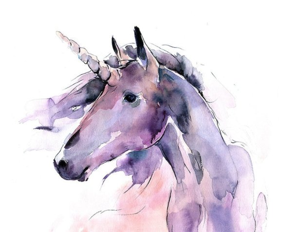 Единорог гуашью