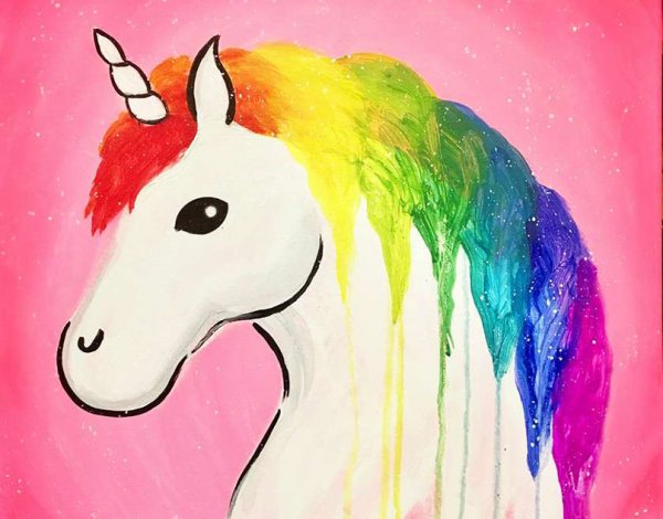 Единорог акварелью смешной