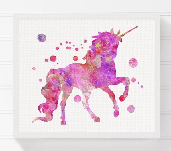 Единорог акварель