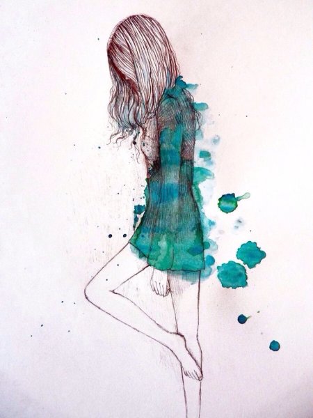 Акварельные рисунки девушек