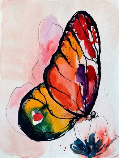 Бабочки живопись акварелью