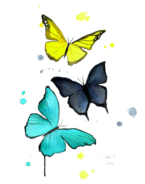 Бабочка зарисовка акварелью
