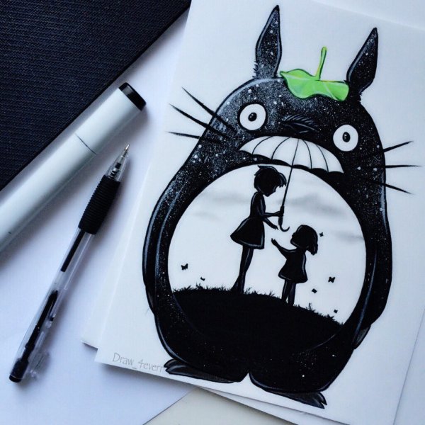 Рисунки чёрным фломастером