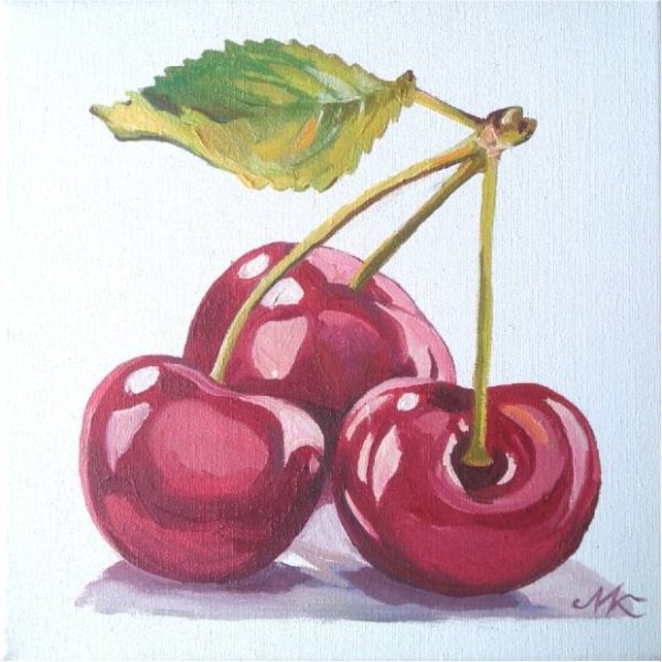 Рисуем вишню акрилом