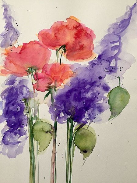 Рисование цветов акварелью