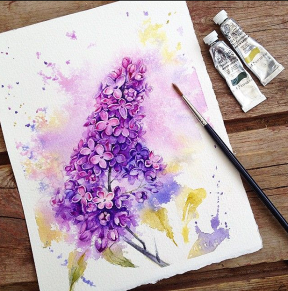 Цветок акварелью легкий