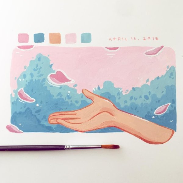 Несложные рисунки акварелью в скетчбуке