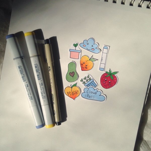 Маленькие рисунки в скетчбук маркерами